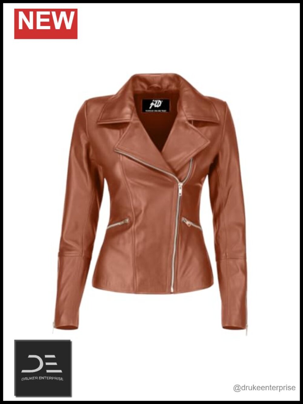 Asymmetrical Zip-Up Real Lambskin Leather Motorcycle Jacket